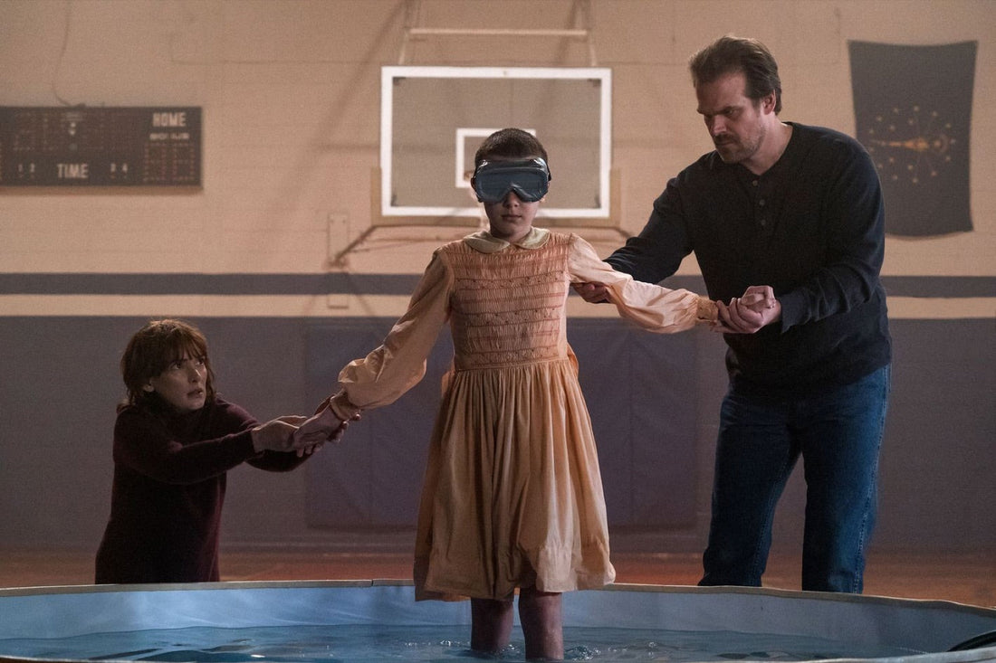 The sensory deprivation tank set up in the school gym, episode 7 of season 1 of Stranger Things