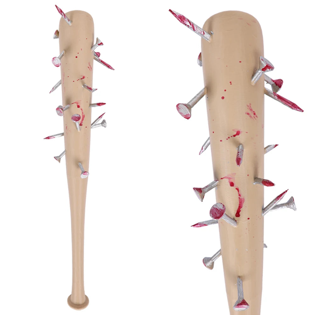 Baseball bat bristling with red-stained nails, Stranger Things prop