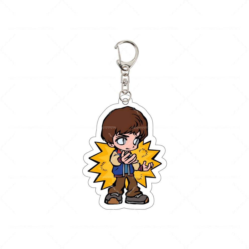 Porte-clés chibi 6 cm Stranger Things garçon au talkie-walkie vu de face