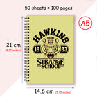 A5 notebook Stranger Things Hawkins Strange School yellow