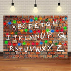 Backdrop Stranger Things dark brick alphabet wall
