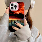 Matte iPhone case Stranger Things bikes under the red sky