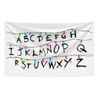 Tapestry flag Stranger Things white alphabet wall