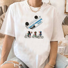 Women's T-shirt Stranger Things the bikes and the van upside down
