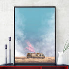 Poster Stranger Things the van on the road