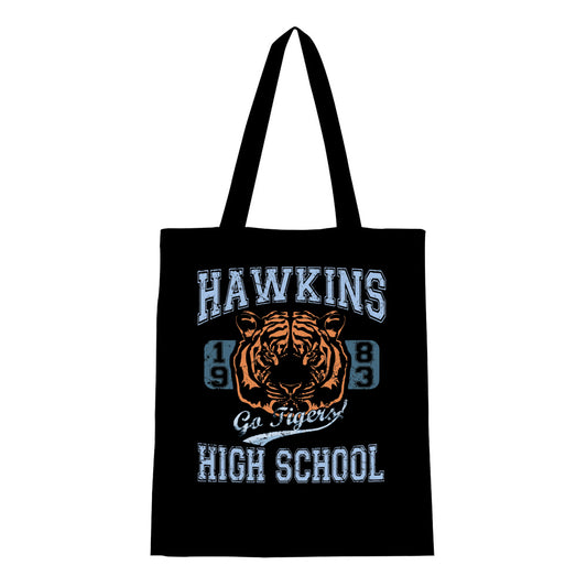 Tote bag Stranger Things Hawkins High School tigre noir vu de face