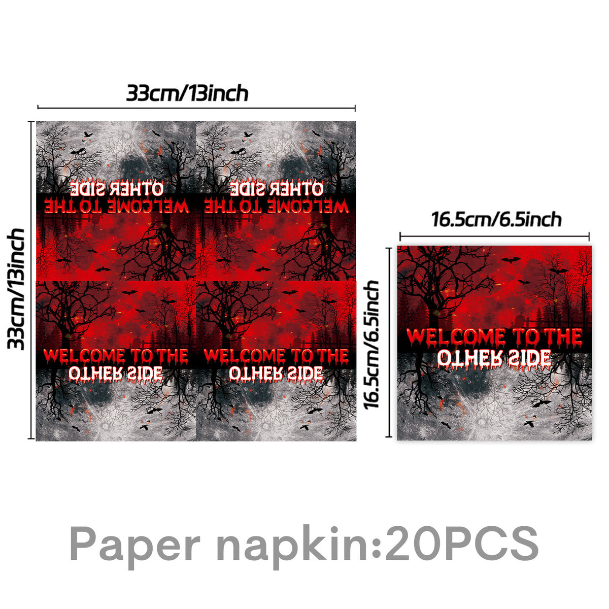 Serviettes en papier Stranger Things Welcome to the Other Side (lot de 20) vu de face