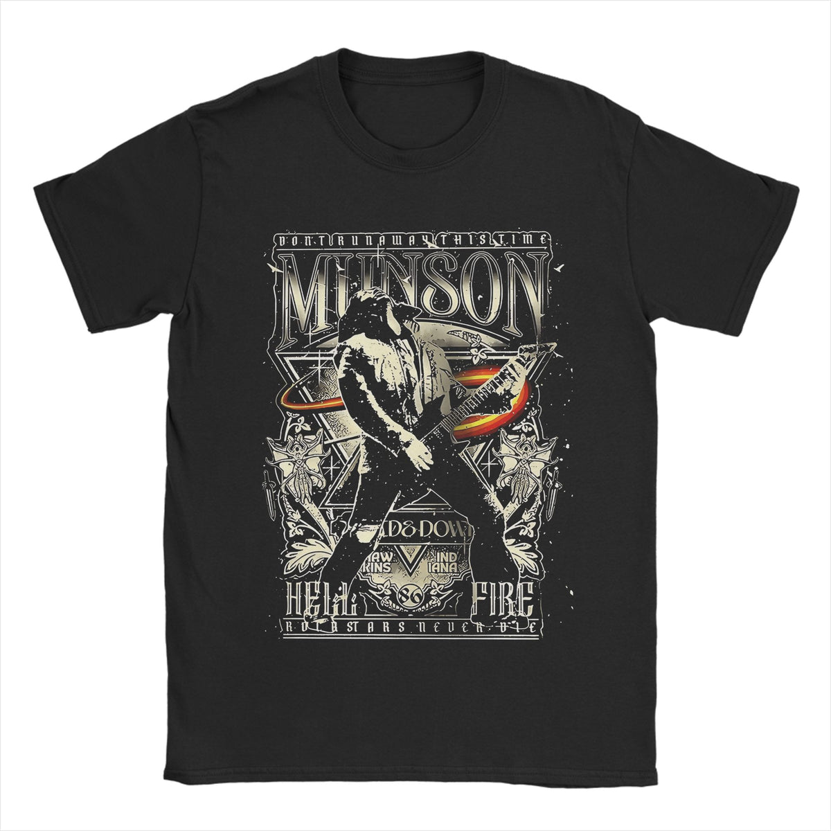 T-shirt homme Stranger Things Munson Hellfire vu de face