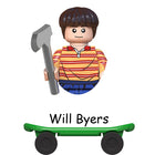 Buildable mini figure Stranger Things Will Byers on a skateboard
