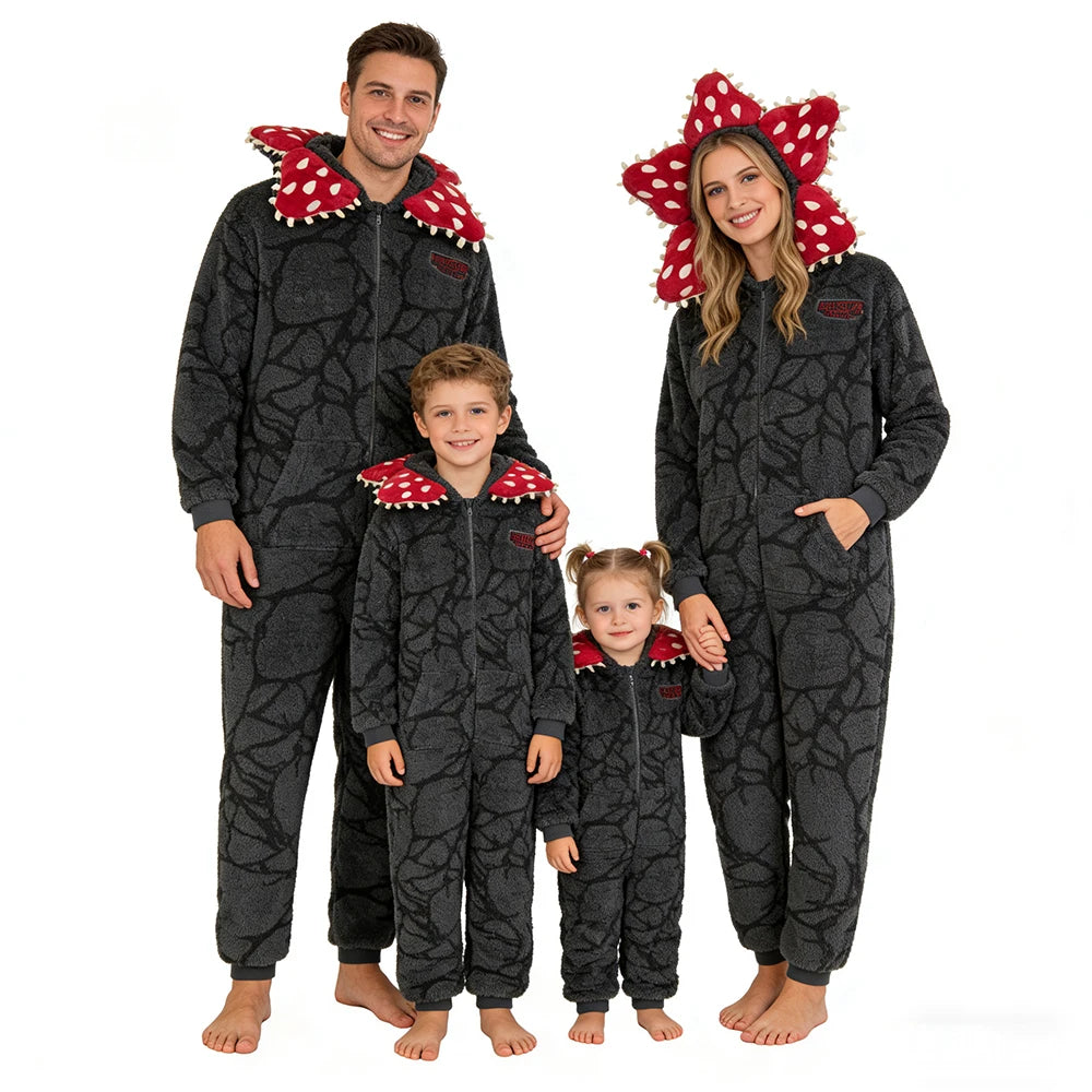 Combinaison pyjama Stranger Things Demogorgon famille 5-15 ans et adulte vu de face