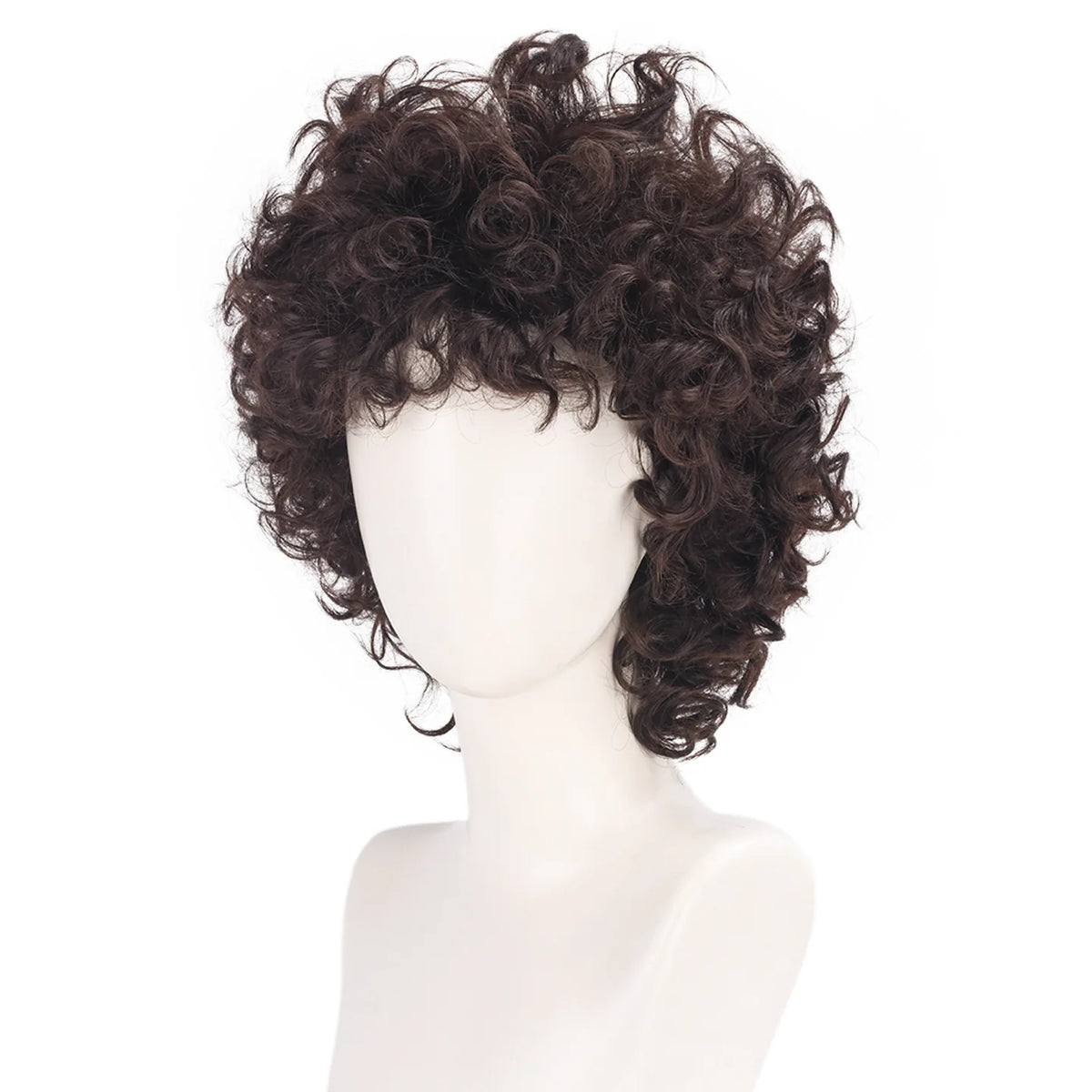 Curly Stranger Things Dustin Henderson wig, three-quarter view