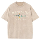 Men's washed T-shirt Stranger Things Hawkins Indiana lights