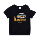 Kids' black T-shirt Stranger Things Hawkins Indiana